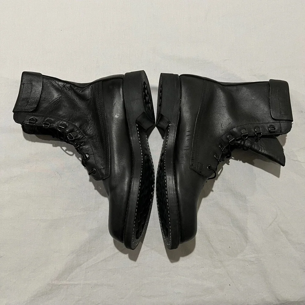 Vintage Biltrite Addison Shoe Co. Mens Black Leather Military Combat Boots Sz 8D
